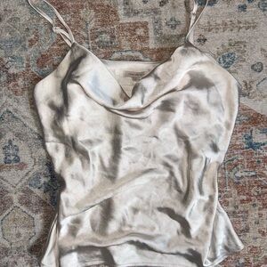 Elegant Cream Satin Cowl Neck Top